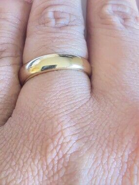 Gold Plated Wide Band Ring Size 11 Smooth Polished Minimalist Statement Jewelry